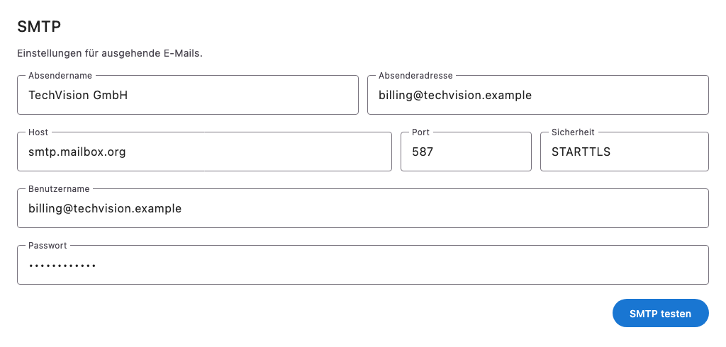 SMTP-Einstellungen auf dem künftigen Host prüfen und Kennwörter neu hinterlegen